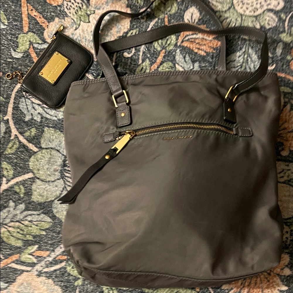Marc Joseph Black and Gold Tote Bag with Pouch